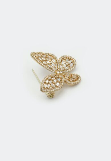 Diamante And Crystal Gold Butterfly Brooch – Jewellery | Kitty Darling