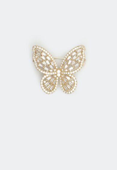 Diamante And Crystal Gold Butterfly Brooch – Jewellery | Kitty Darling