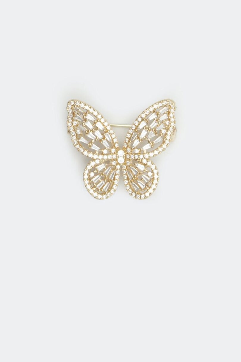 Diamante And Crystal Gold Butterfly Brooch  Shop now at Kitty Darling