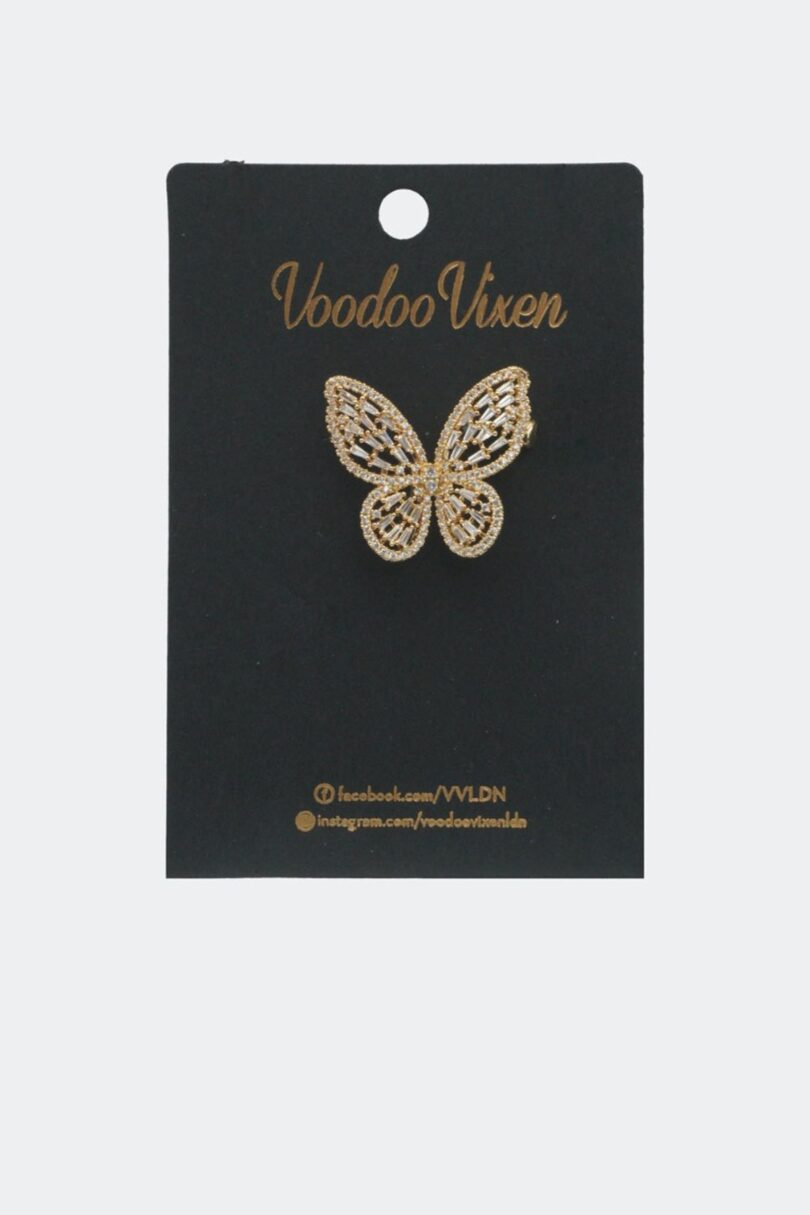 Diamante And Crystal Gold Butterfly Brooch  Shop now at Kitty Darling