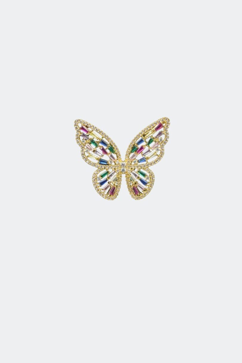 Diamante And Crystal Multi Color Butterfly Brooch  Shop now at Kitty Darling