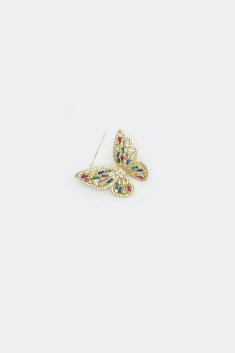Diamante And Crystal Multi Color Butterfly Brooch  Shop now at Kitty Darling