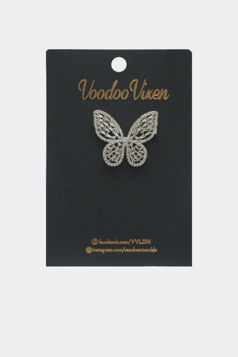 Diamante And Crystal Silver Butterfly Brooch  Shop now at Kitty Darling