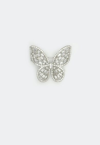 Diamante And Crystal Silver Butterfly Brooch – Jewellery | Kitty Darling