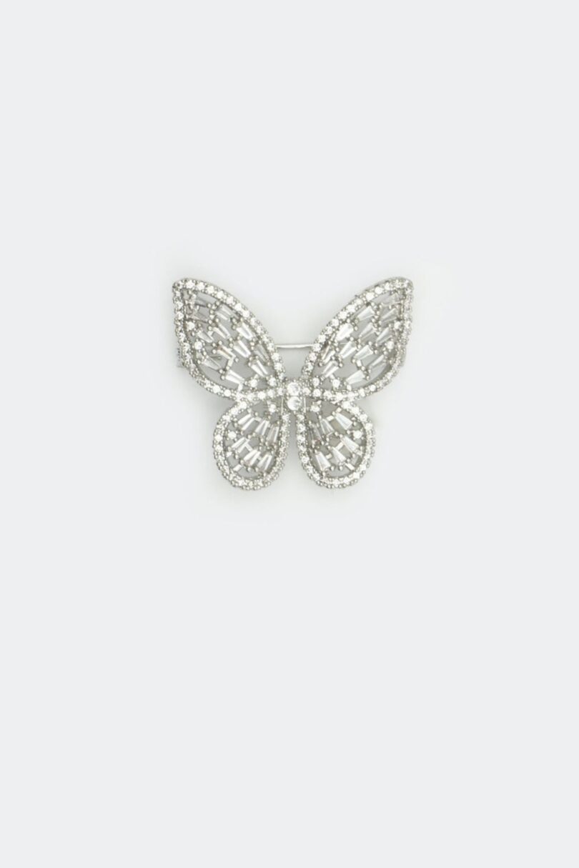 Diamante And Crystal Silver Butterfly Brooch  Shop now at Kitty Darling