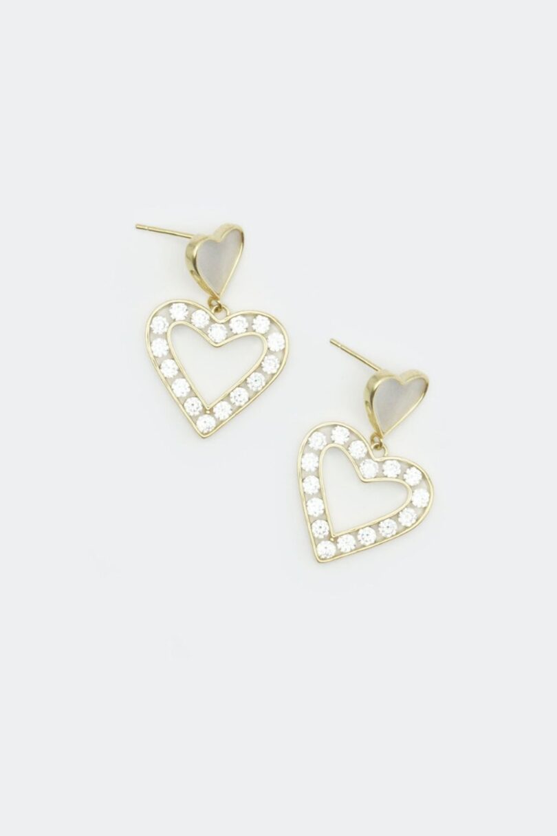 Diamante Heart Drop Earrings  Shop now at Kitty Darling
