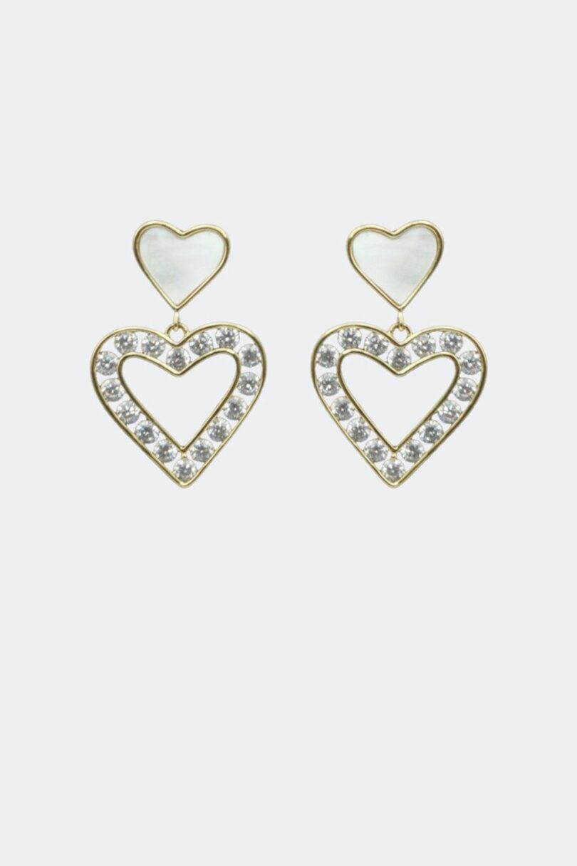 Diamante Heart Drop Earrings  Shop now at Kitty Darling