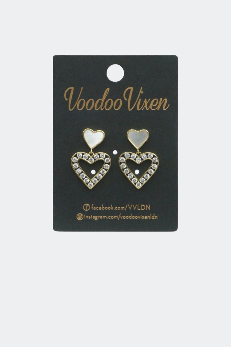 Diamante Heart Drop Earrings  Shop now at Kitty Darling