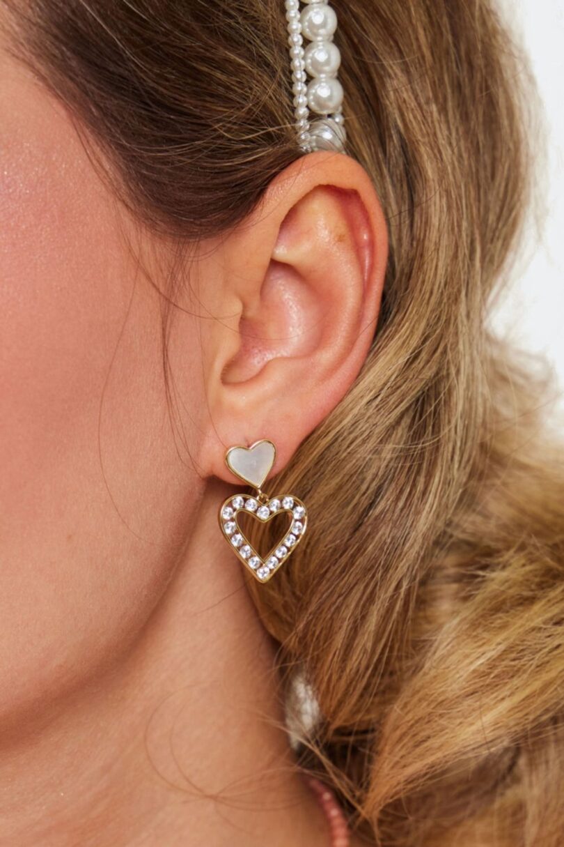 Diamante Heart Drop Earrings  Shop now at Kitty Darling