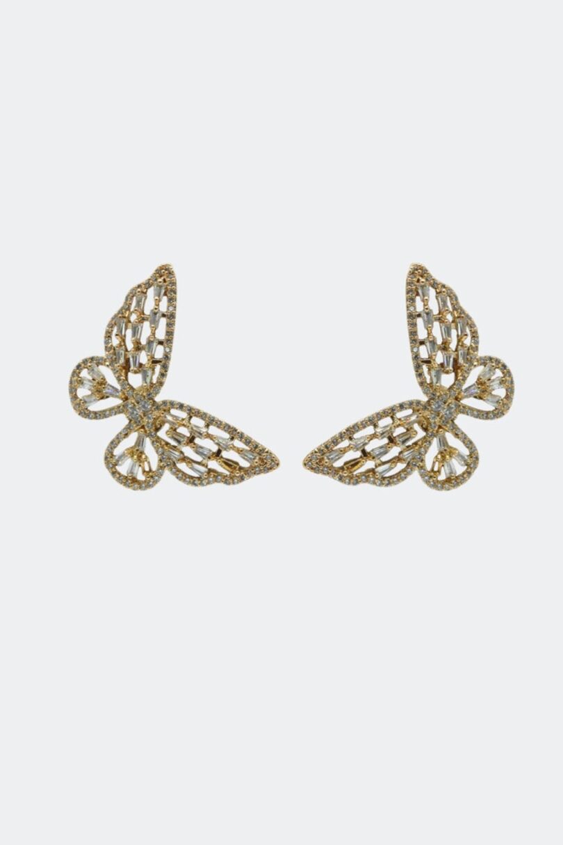 Diamante Large Gold Butterfly Earrings  Shop now at Kitty Darling
