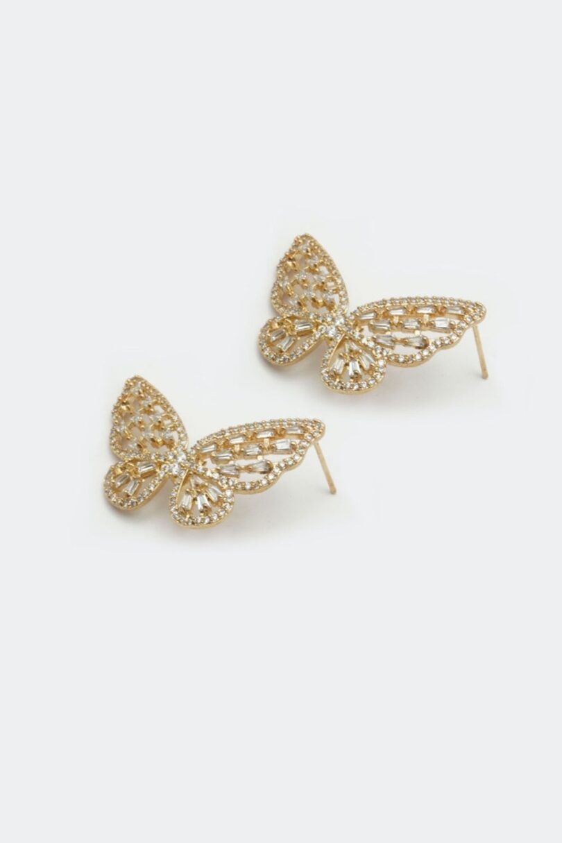 Diamante Large Gold Butterfly Earrings  Shop now at Kitty Darling