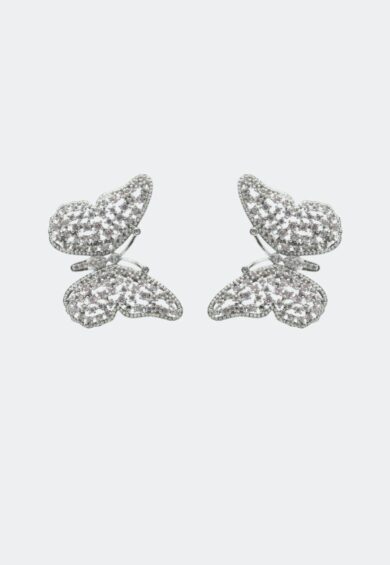 Diamante Large Silver Butterfly Earrings – Jewellery | Kitty Darling