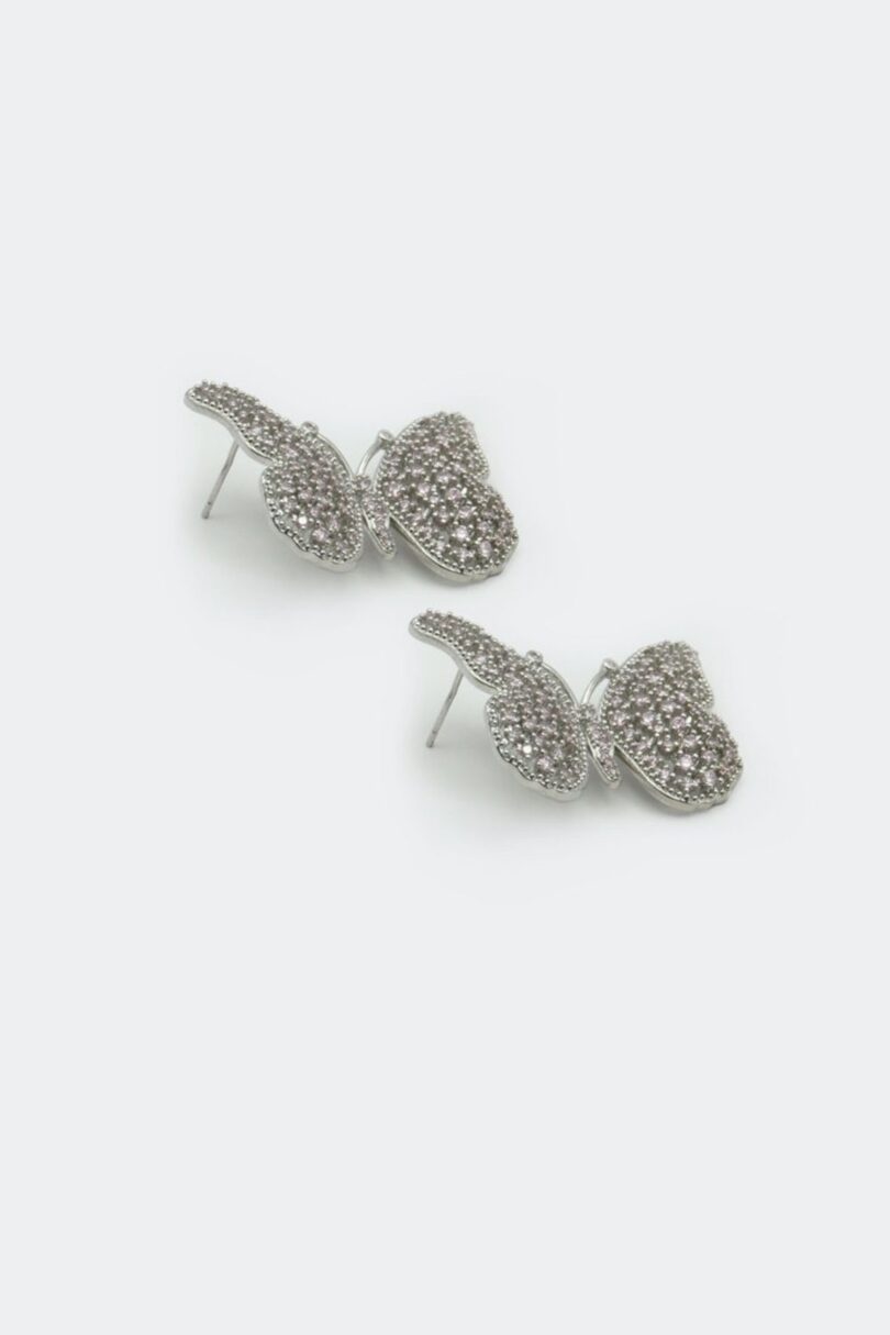 Diamante Large Silver Butterfly Earrings  Shop now at Kitty Darling