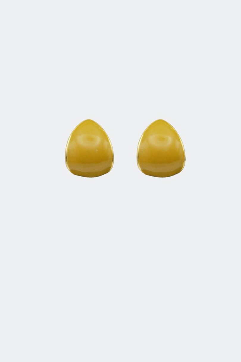 Domed Mustard Teardrop Stud Earrings  Shop now at Kitty Darling