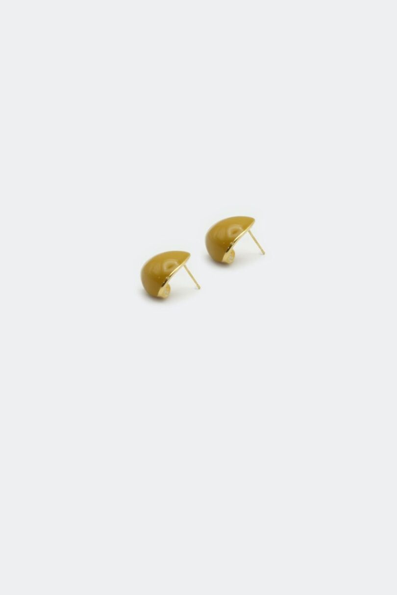 Domed Mustard Teardrop Stud Earrings  Shop now at Kitty Darling