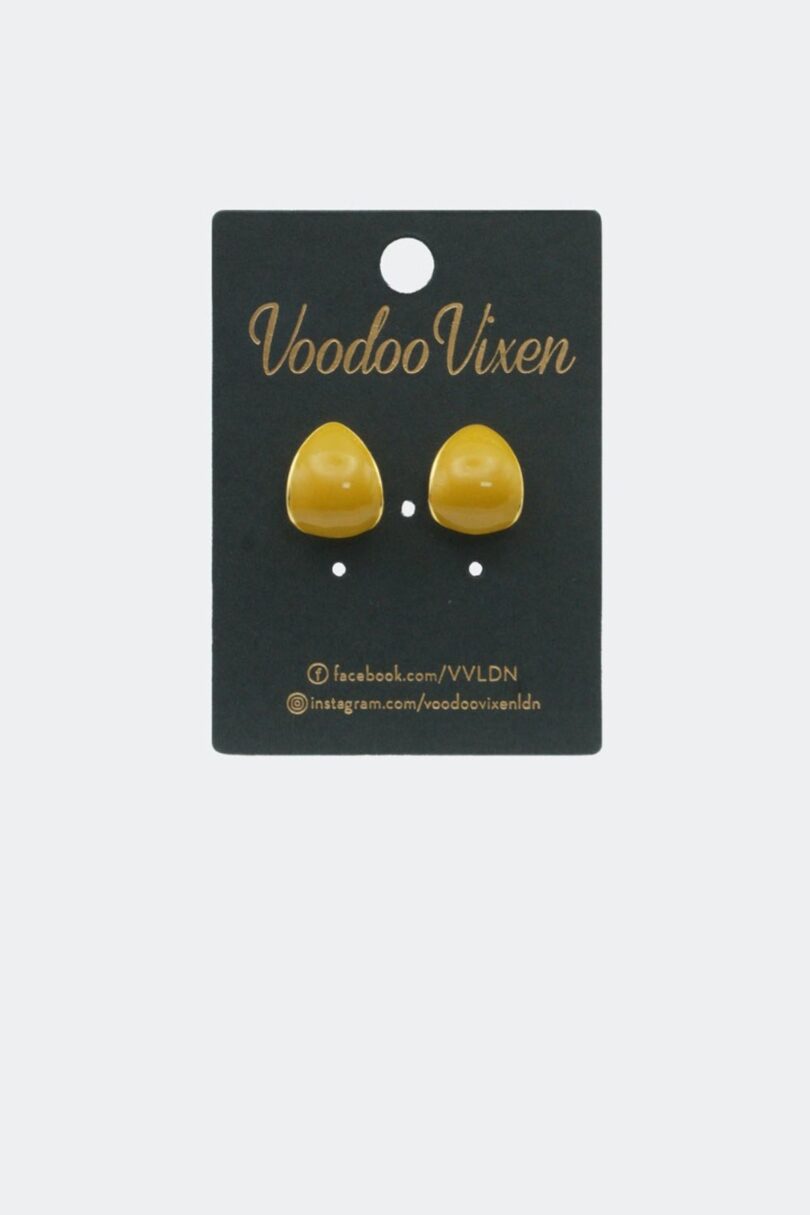 Domed Mustard Teardrop Stud Earrings  Shop now at Kitty Darling