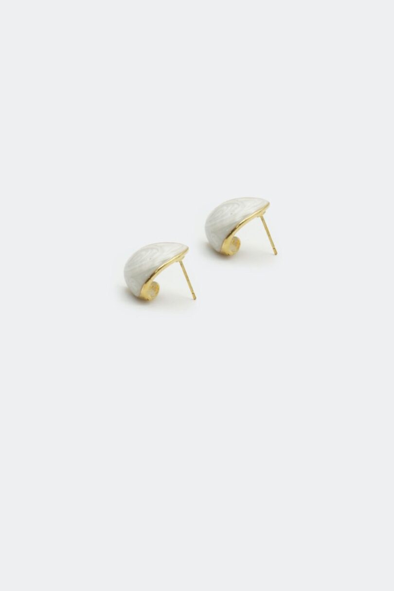 Domed White Teardrop Stud Earrings  Shop now at Kitty Darling