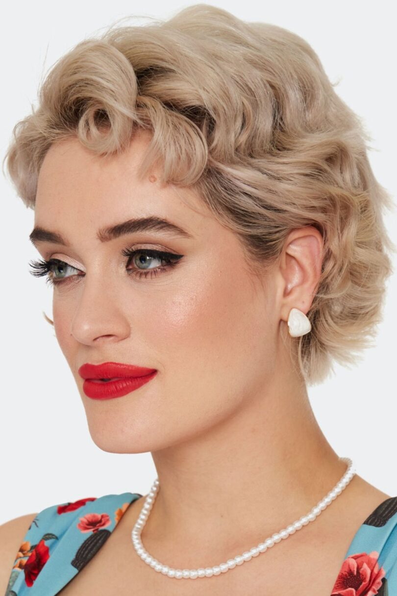 Domed White Teardrop Stud Earrings  Shop now at Kitty Darling