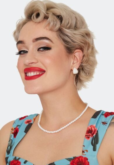 Domed White Teardrop Stud Earrings – Jewellery | Kitty Darling