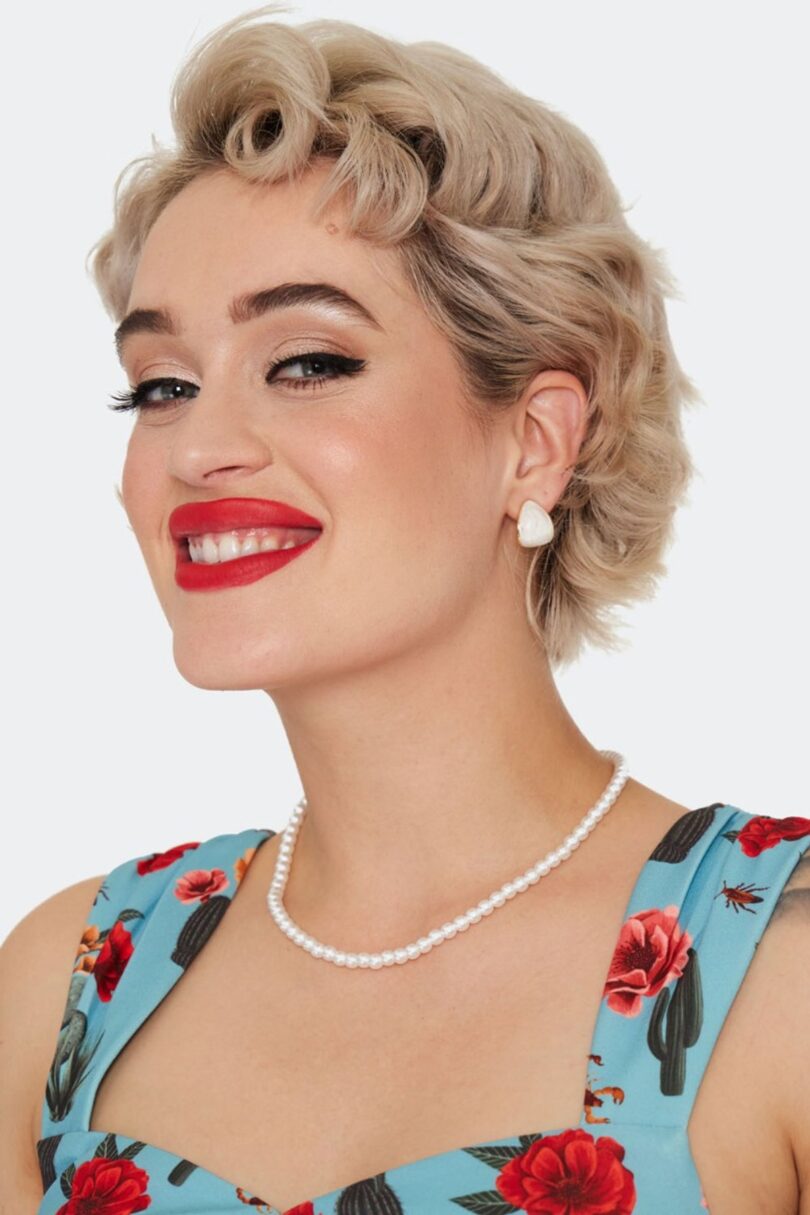Domed White Teardrop Stud Earrings  Shop now at Kitty Darling