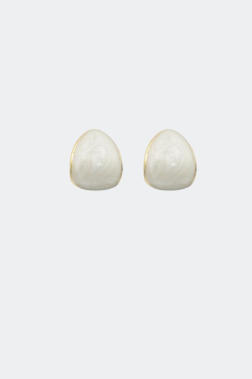 Domed White Teardrop Stud Earrings  Shop now at Kitty Darling