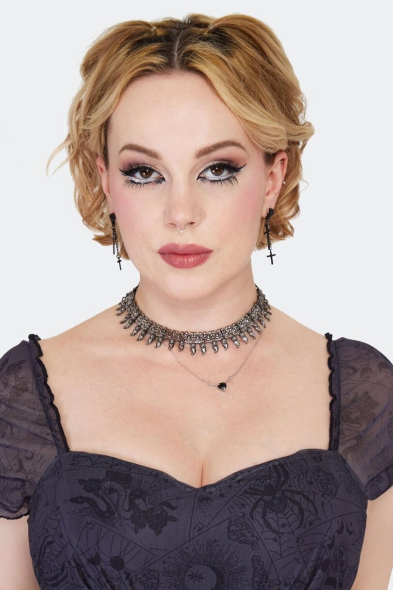 Double Cross Drop Earrings Black  Shop now at Kitty Darling