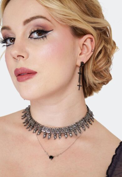 Double Cross Drop Earrings Black – Jewellery | Kitty Darling