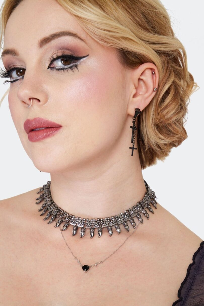 Double Cross Drop Earrings Black  Shop now at Kitty Darling