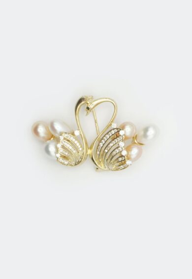 Double Swan Brooch With Pearls – Jewellery | Kitty Darling