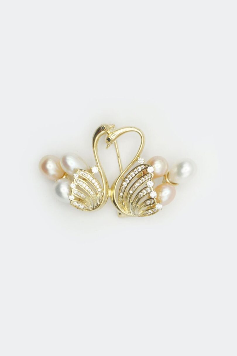 Double Swan Brooch With Pearls  Shop now at Kitty Darling