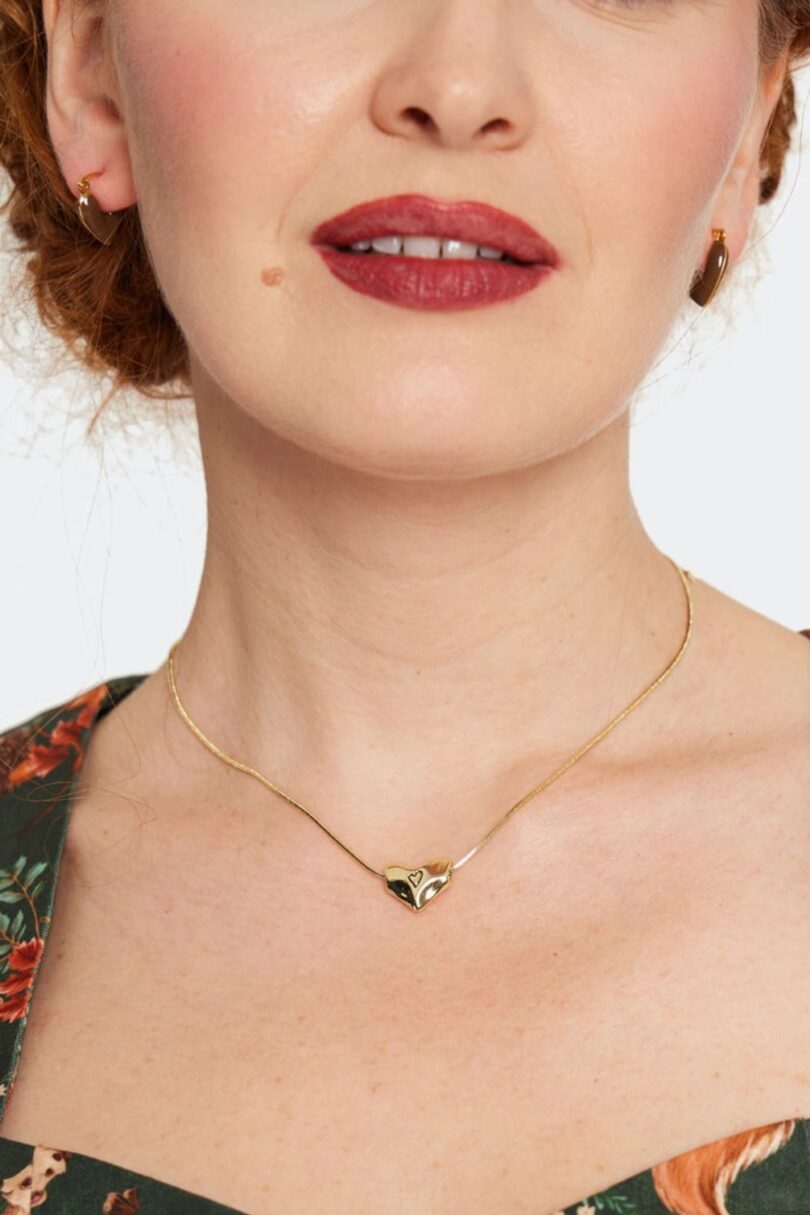 Engraved Gold Heart Pendant Necklace  Shop now at Kitty Darling