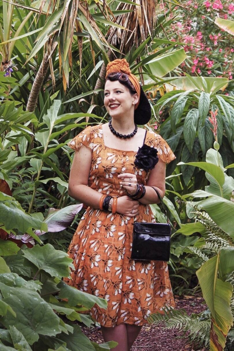 Floral Orange Flare Dress  Shop now at Kitty Darling