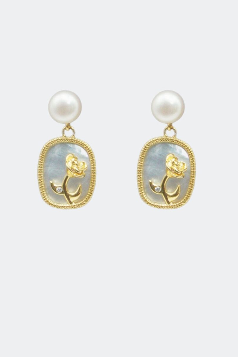 Framed Rose Drop Earrings  Shop now at Kitty Darling