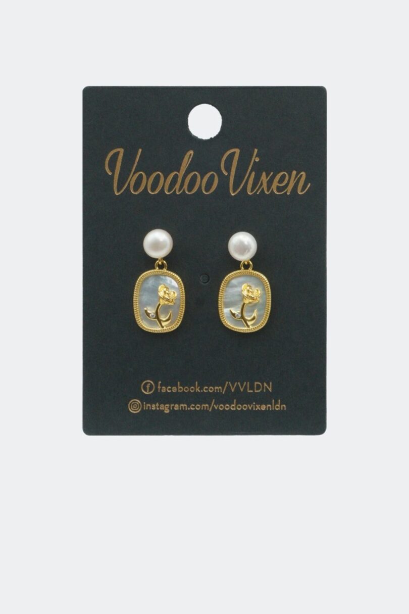 Framed Rose Drop Earrings  Shop now at Kitty Darling