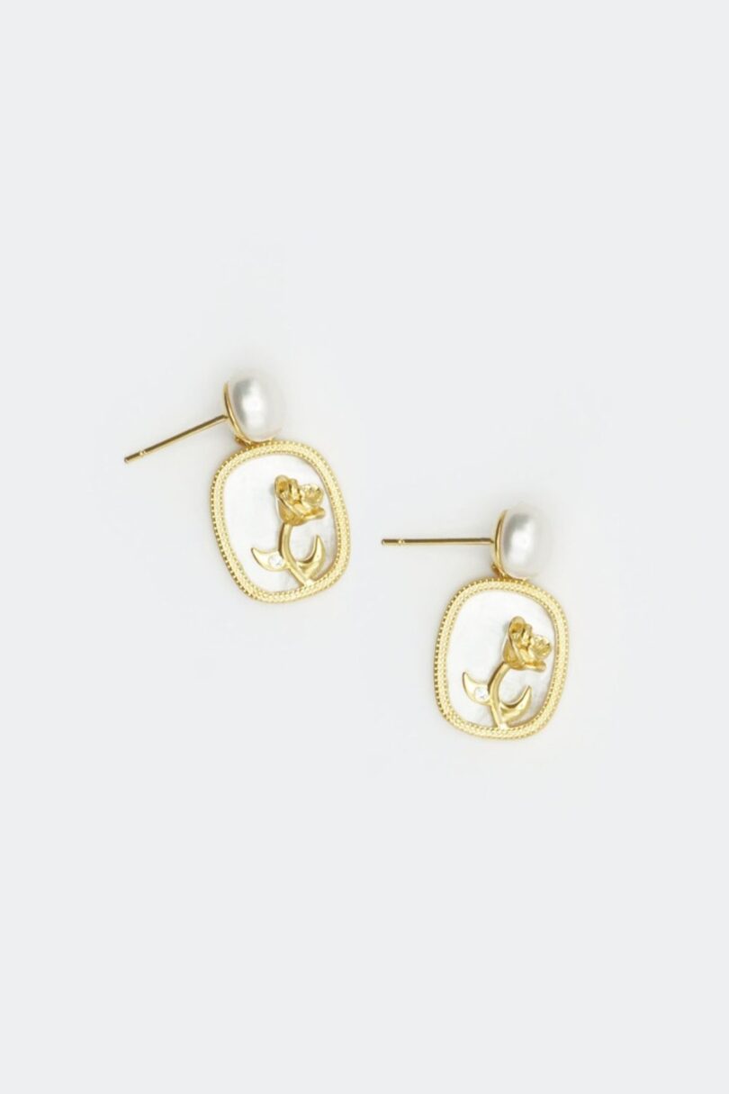 Framed Rose Drop Earrings  Shop now at Kitty Darling