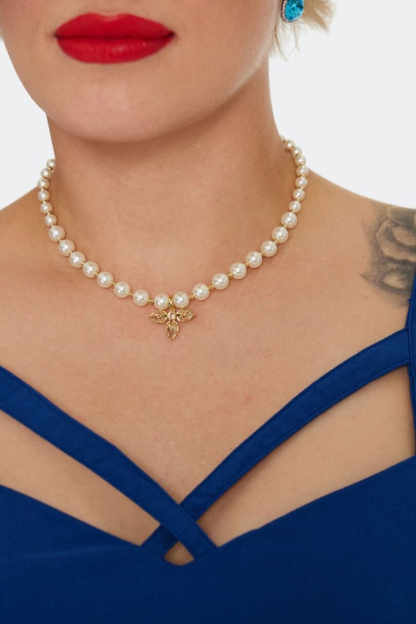 Gold And Peal Beaded Necklace  Shop now at Kitty Darling