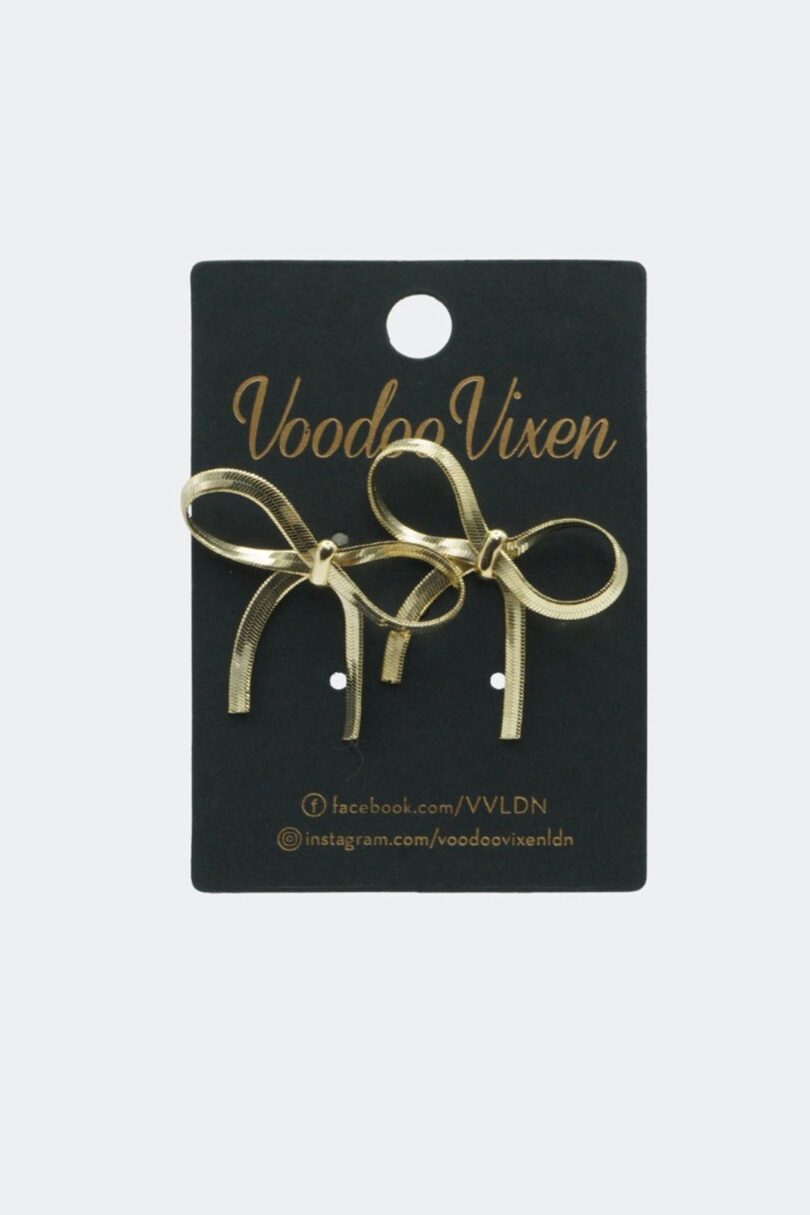 Gold Chain Bow Earrings  Shop now at Kitty Darling