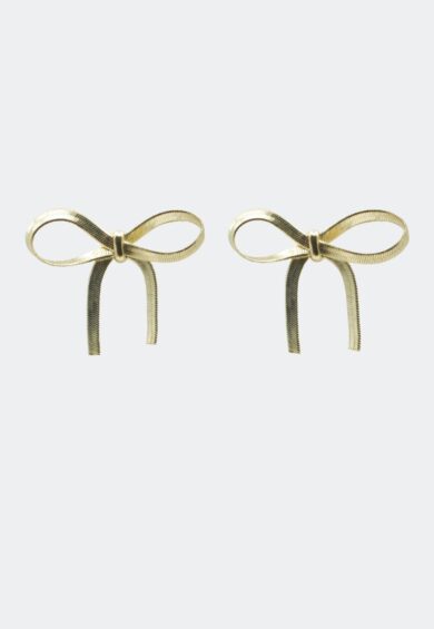 Gold Chain Bow Earrings – Jewellery | Kitty Darling