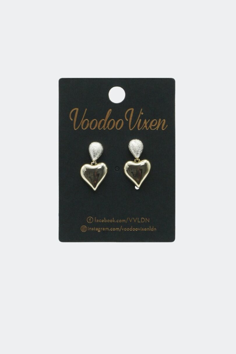 Gold Heart Drop Earrings  Shop now at Kitty Darling