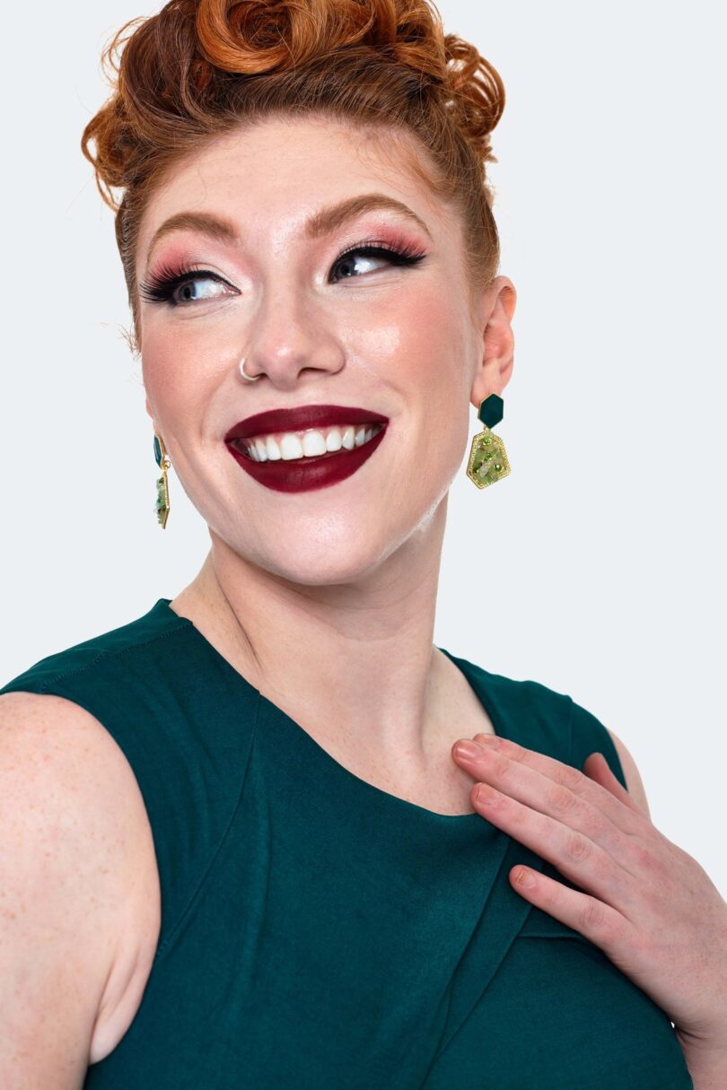 Green Crystal Earrings  Shop now at Kitty Darling
