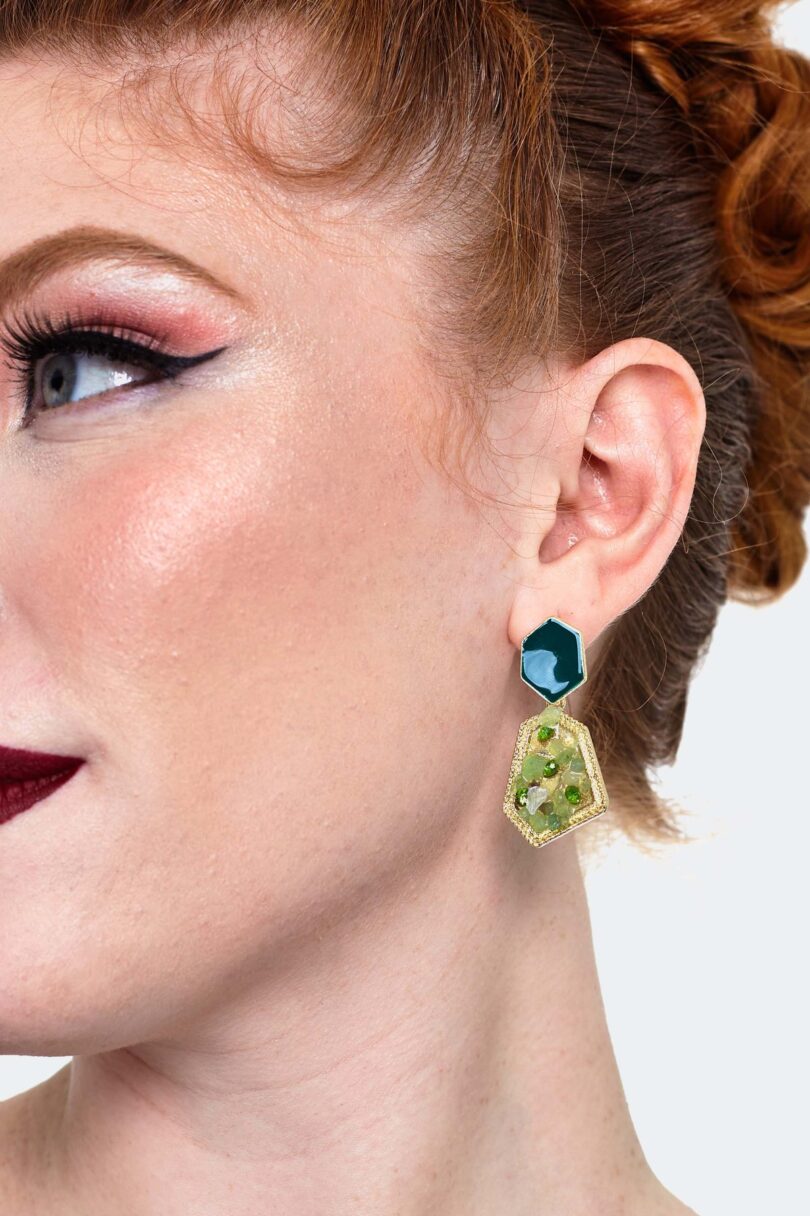 Green Crystal Earrings  Shop now at Kitty Darling