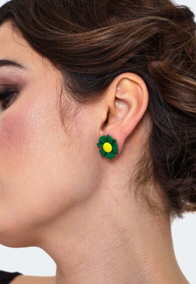 Green Flower Stud Earrings – Jewellery | Kitty Darling