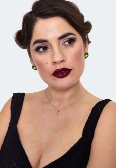 Green Flower Stud Earrings – Jewellery | Kitty Darling