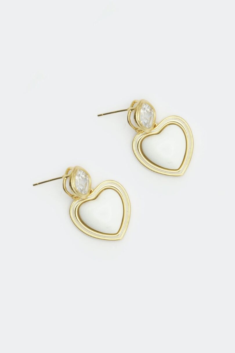 Heart And Diamante Stone Earrings  Shop now at Kitty Darling