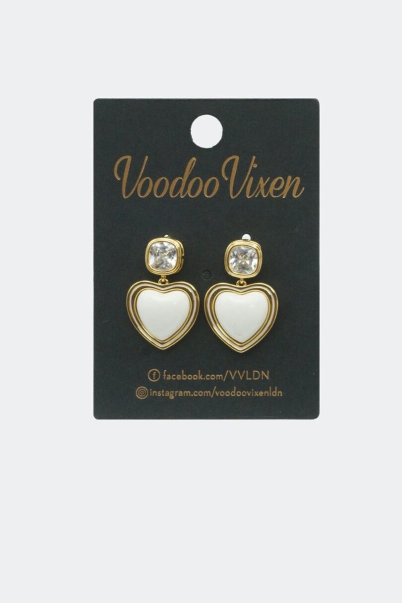 Heart And Diamante Stone Earrings  Shop now at Kitty Darling