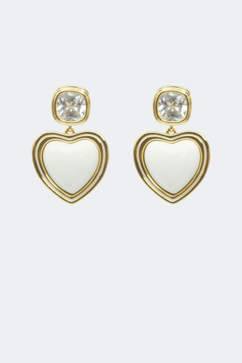Heart And Diamante Stone Earrings  Shop now at Kitty Darling