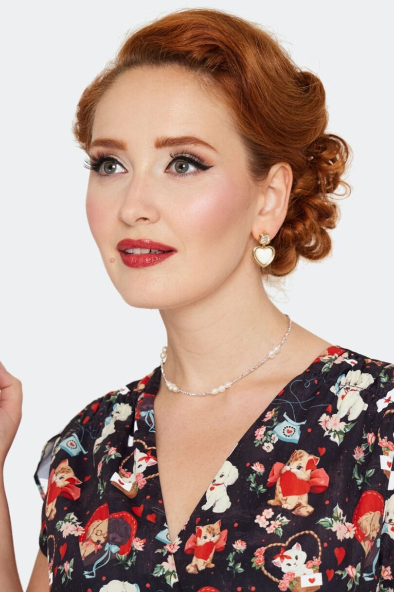 Heart And Diamante Stone Earrings  Shop now at Kitty Darling
