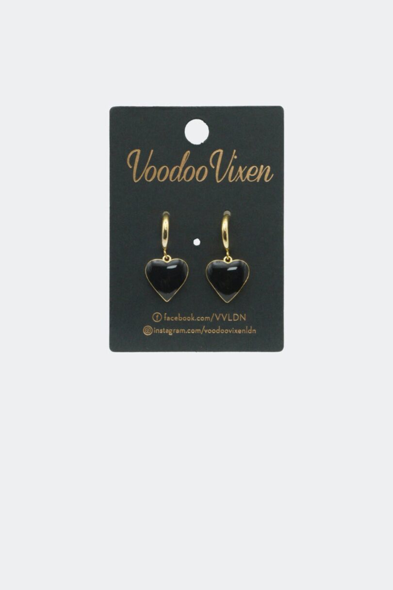 Heart Drop Earrings Black  Shop now at Kitty Darling
