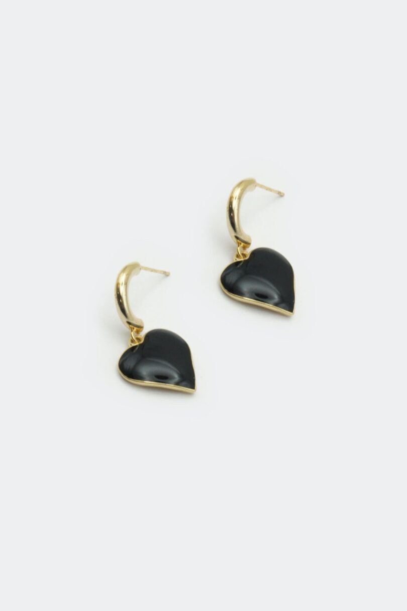 Heart Drop Earrings Black  Shop now at Kitty Darling