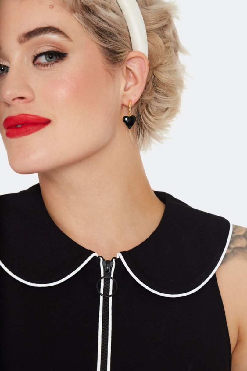 Heart Drop Earrings Black  Shop now at Kitty Darling